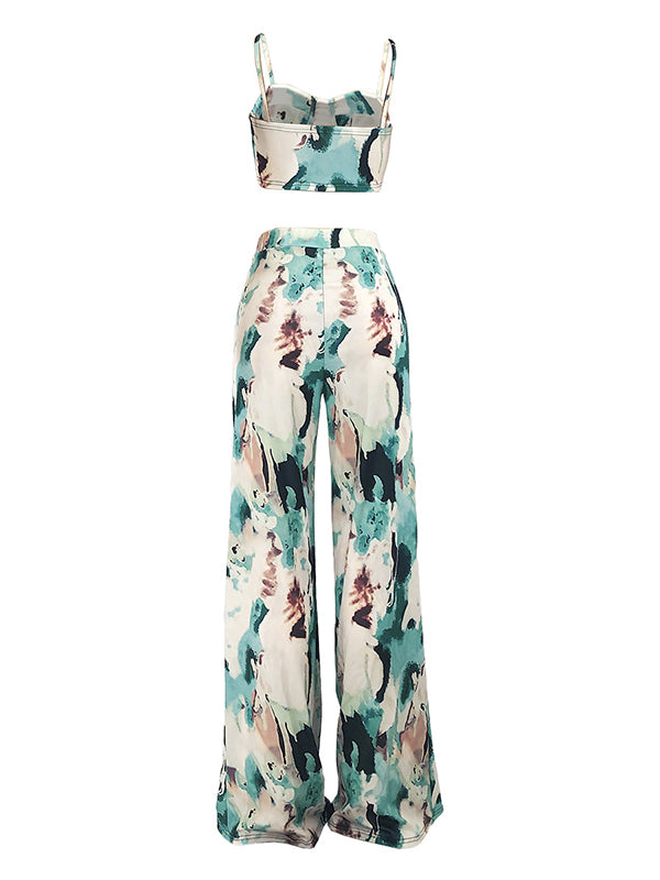 Printed Cami Top & Wide-Leg Pants Set