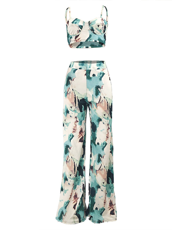 Printed Cami Top & Wide-Leg Pants Set