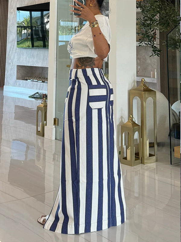 Stripe Slit Skirt