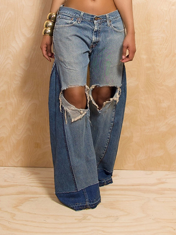 Ripped Wide-Leg Jeans