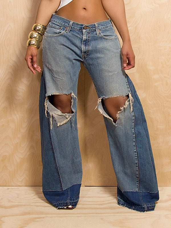 Ripped Wide-Leg Jeans