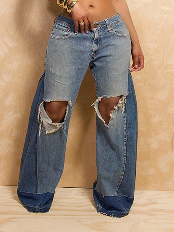 Ripped Wide-Leg Jeans