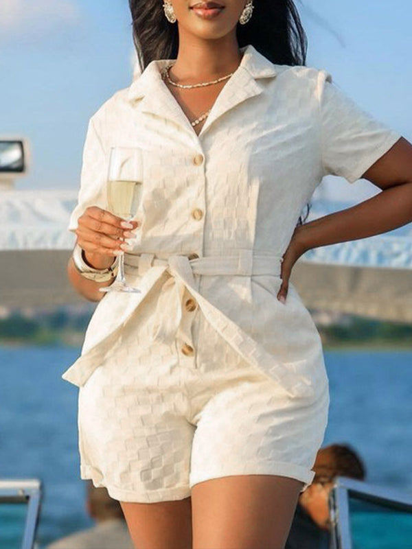 Button-Front Tied Romper