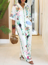 Printed Shirt & Wide-Leg Pants Set