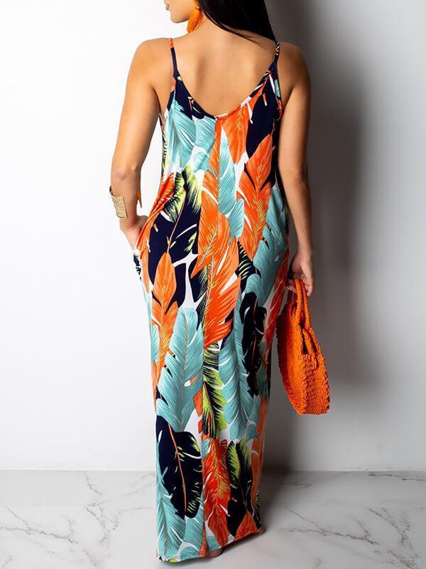 Leaf Print Cami Dress--Clearance