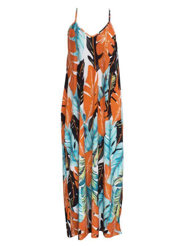 Leaf Print Cami Dress--Clearance