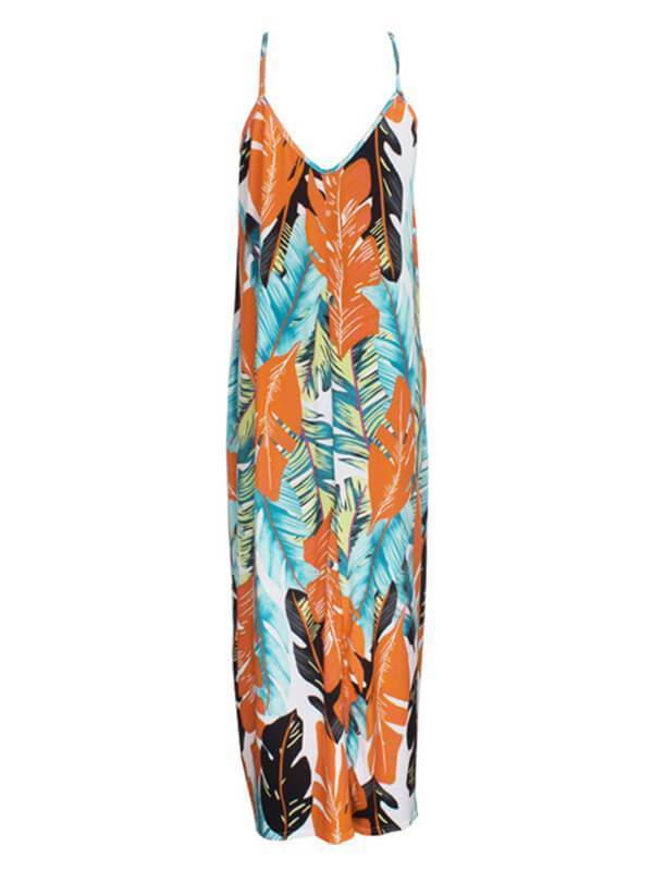 Leaf Print Cami Dress--Clearance