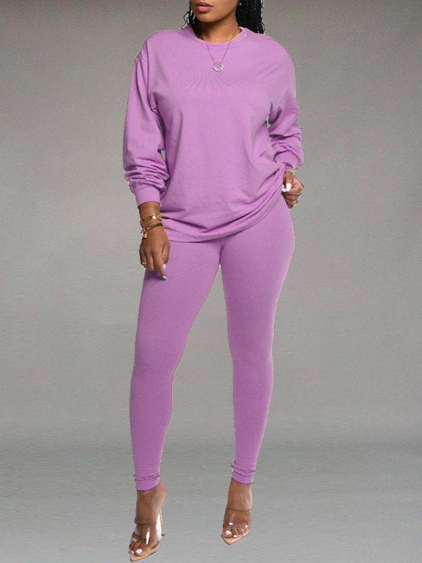 Solid Sweatshirt & Leggings Set--Clearance