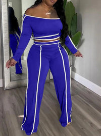 Indiebeautie Piping Off-Shoulder Top & Pants Set