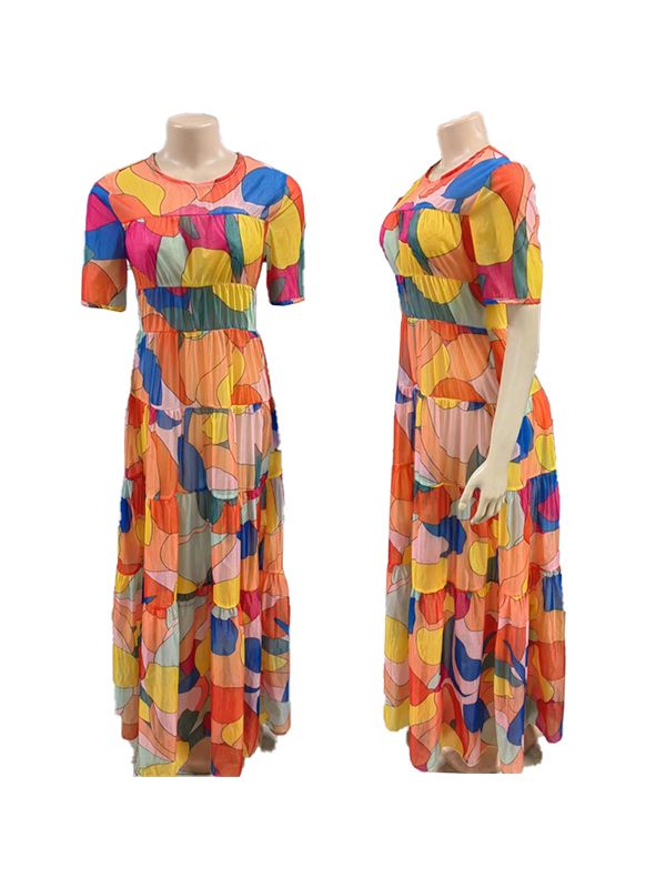 Indiebeautie Printed Ruffle Maxi Dress