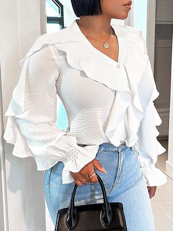 Solid Ruffle Shirt