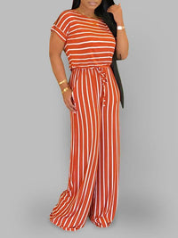 Stripe Drawstring Jumpsuit