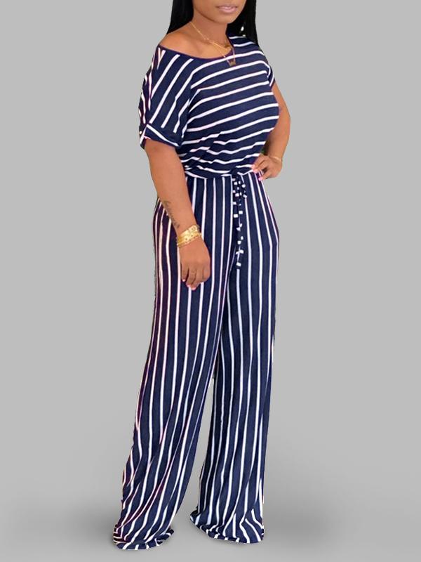 Stripe Drawstring Jumpsuit